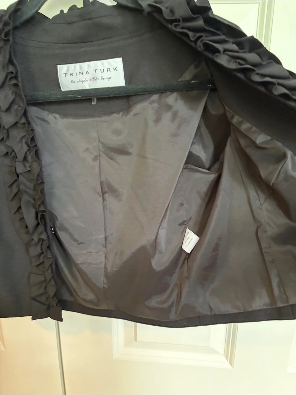 Trina Turk Black Ruffle-Trim Cropped Jacket - Picture 5 of 9